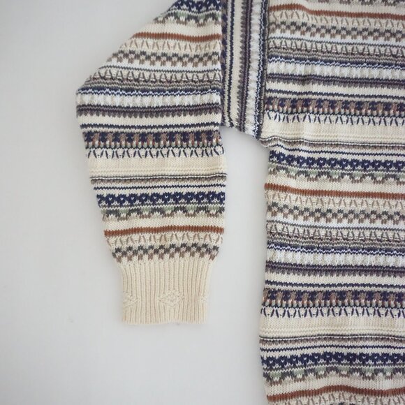 Vintage Florence Tricot Cream Cotton Knit Sweater Cabincore Old Money Retro XL - Picture 7 of 10
